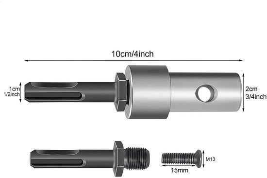 SnelShoppen - CNSTZX Grondboor 800 mm met Borgbouten en Adapter, Stalen Tuinboor voor Paalboor, Bronboor en Graafwerkzaamheden, 100 mm x 800 mm, Ideaa — afbeelding 3