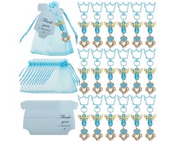 SnelShoppen - DUGYIRS 20 Sets Geschenken doop Sleutelhanger Organza Zakjes Bedankkaartjes Baby Shower Jongens Meisjes Verjaardagsfeestje Decoratie Bla