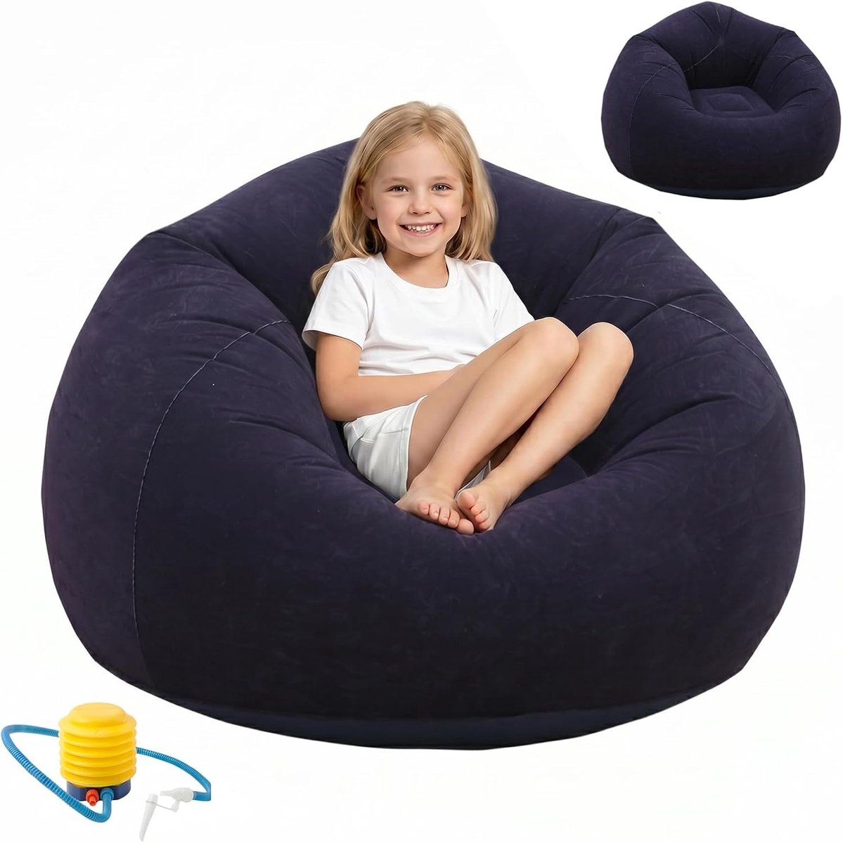 Zitzak - Draagbare luchtbank - opblaasbare stoel - waterdichte - Opblaasbare sofa - voor woonkamer, outdoor, camping, strand, reizen, bank - 103x103x60cm - blauw