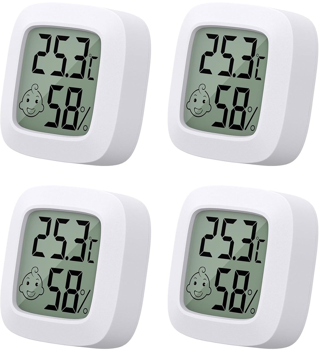 Mini-lcd-thermometer 4 stuks - hygrometer binnen - digitale thermometer - ideaal voor babykamer en kantoor - ShopVlot