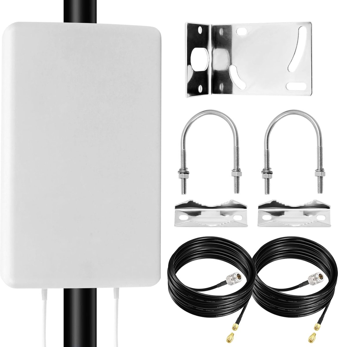 SnelShoppen - 5G Antenne Buiten, 4G LTE Antenne 700-2700|3300-4000MHz 18dBi - Signaal Booster met 2x10m Kabel TS9/SMA - Compatibel met 5G/4G/3G Router