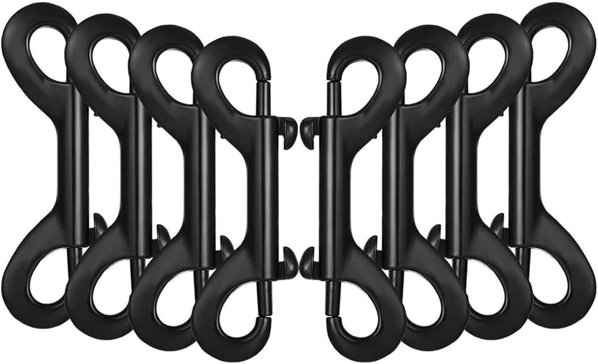 SnelShoppen - Dubbele Eind Bolt Snap Haken - Zware Kwaliteit Trigger Snaps - Karabijnhaak met Lobster Sluiting - 4 Stuks - Zwart - Voor Huisdier Leash