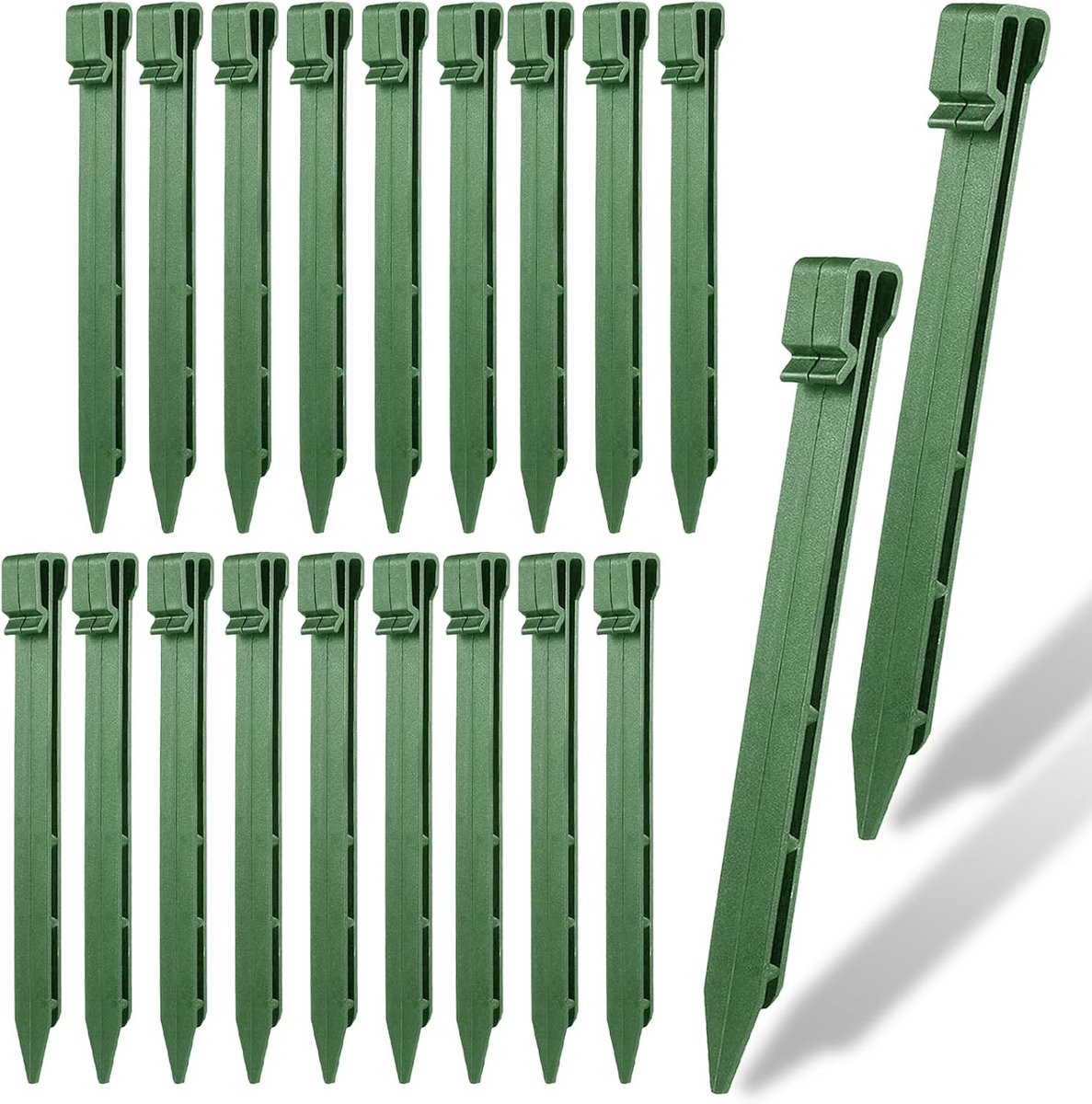 SnelShoppen - Grondankers 20 Stuks Tuin Edging Peilen, Tegels en Spijkers voor Landschapsafwerking, Tentbevestiging, Onkruidtegels, Kunststof Haringen