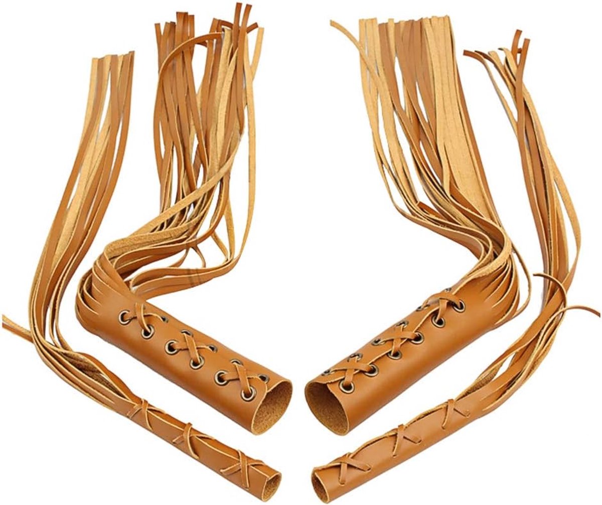 SnelShoppen - 2Stuks Universele Handvatten Franje Wrap Cover Motorrem Koppeling Levertjes Streamer 7/8in 1in (Aardetint Geel)