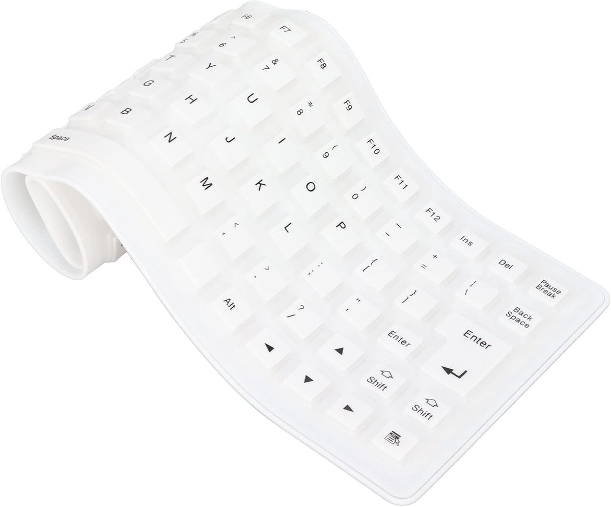 SnelShoppen - Waterdichte Siliconen Toetsenbord, Opvouwbaar Flexibel Toetsenbord, Draagbaar USB Stille Gaming Toetsenbord, 85 Toetsen, Rolbaar Zacht T