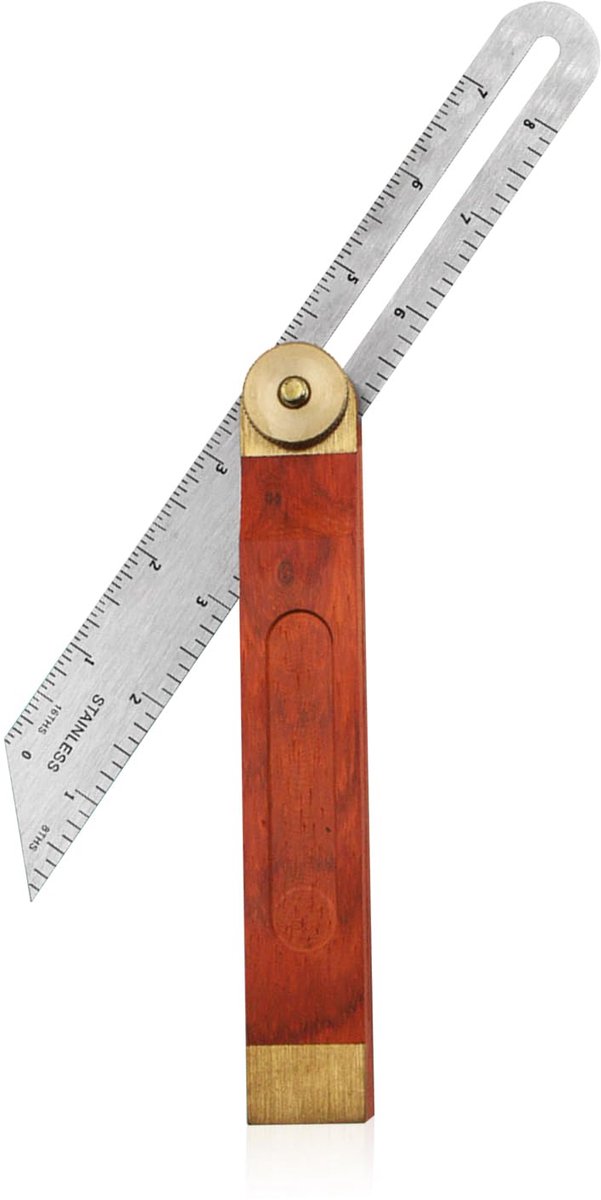 SnelShoppen - 1 x Houtbewerking Liniaal, Verstelbare Hoek T-Liniaal, Timmerman Gereedschap, Houtbewerking Tool met Houten Handvat, 22.9 x 2.5 cm en 16