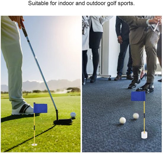 SnelShoppen - Golf Flagstick Mini Golf Vlaggen, Golf Pin Vlag Hole Cup Set, Draagbaar 2-Section Design Golf Putting Green Vlaggenstok Set (Blauw) van Snelshoppen — afbeelding 4