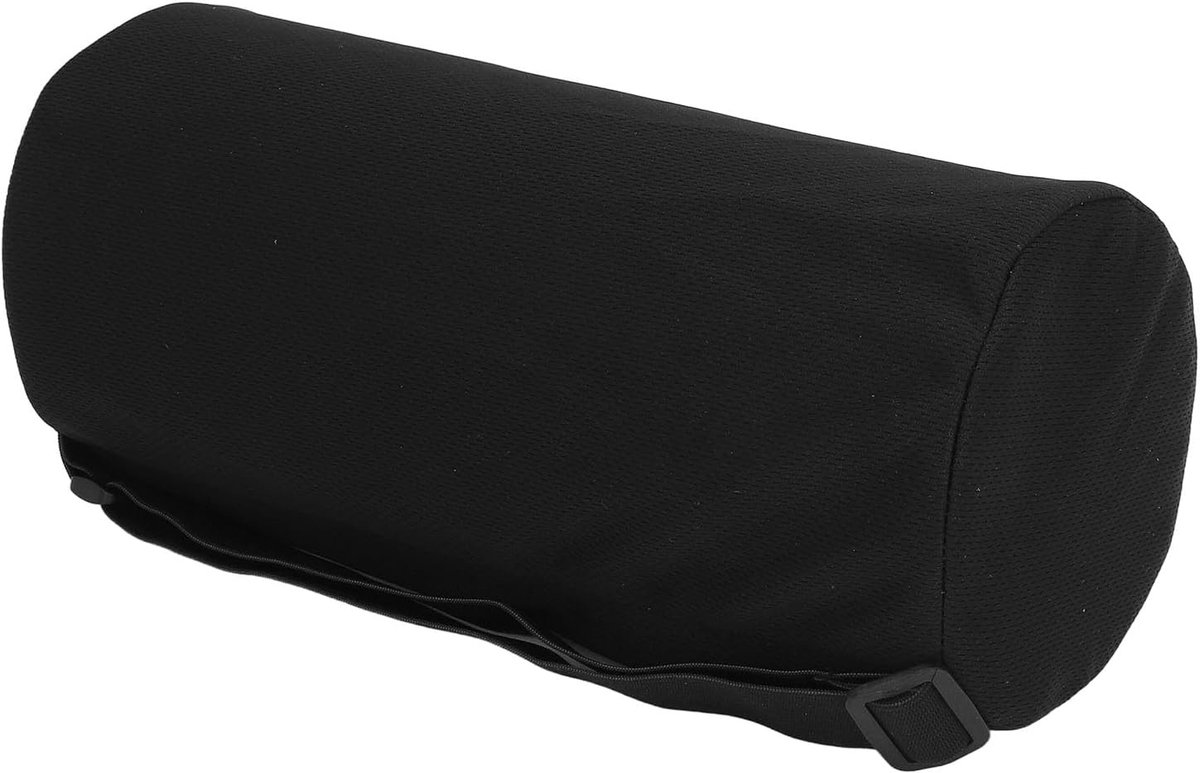 SnelShoppen - Zitkussen, Lendesteun Kussen Geheugenfoam, Ademend 3D Stof, Rugrol Lendesteun Kussen Ronde Cervicale Roller Cilinder Bolster Kussen (Zwa