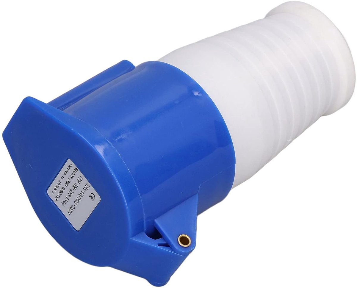 SnelShoppen - Industriële Waterdichte IP44 CEE Stekker 32A 3 Polig 220-250V Blauw Voor Buiten Gebruik Geschikt Voor 32 Ampere Systemen