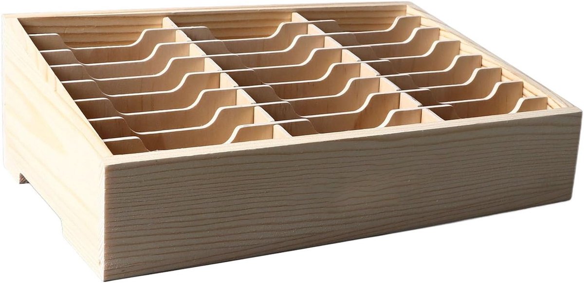 SnelShoppen - Mobiele Telefoon Opbergdoos, 24 Vakken DIY Houten Bureau Organizer, Duurzaam Dennenhout, Multifunctionele Rack voor Kantoor, School