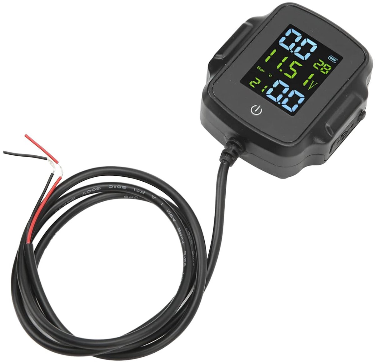 SnelShoppen - Motorrijders TPMS, Weerbestendige Motorrijders Banden Drukmonitor met 2 Externe Sensoren, 12V USB Opladen Hoge Precisie Display voor Mot