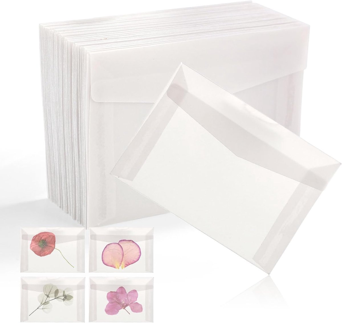 SnelShoppen - 50 Stuks Glasine Enveloppen 7x10cm - Transparante Enveloppen voor Postzegels, Foto's, Badges, Postkaarten - Handige Duidelijke Zakjes vo