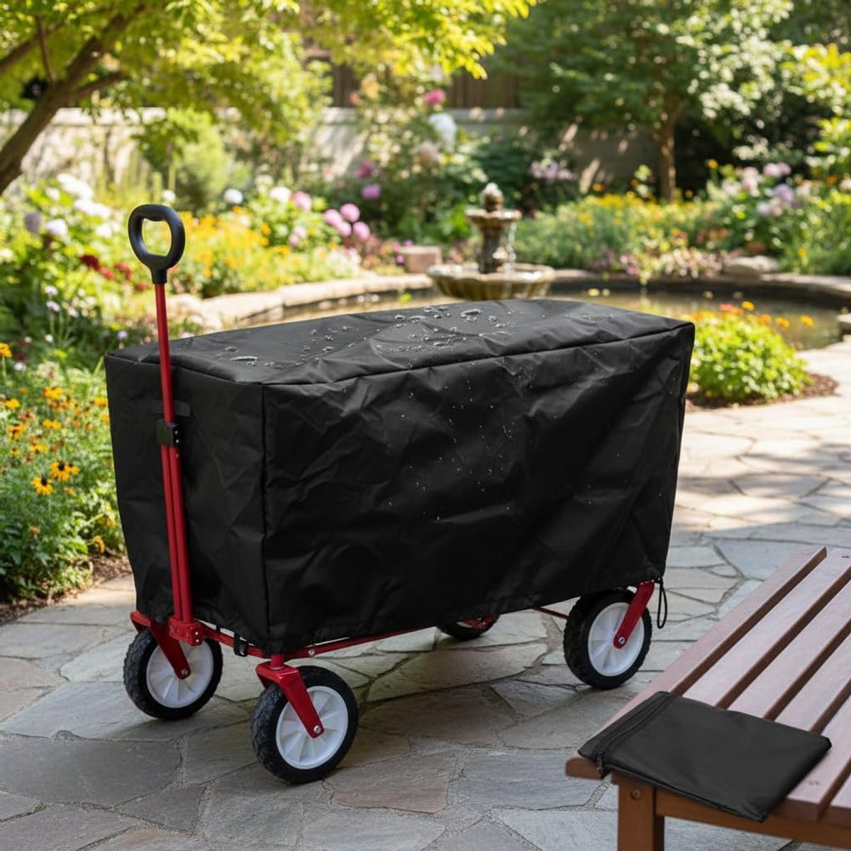 SnelShoppen - Outdoor Vouwbare Kar Cover - Oxford Stof Beschermhoes Waterdicht Tuin Kar Heavy Duty Stofdicht Cover voor Vouwkar (97 * 56 * 51cm)