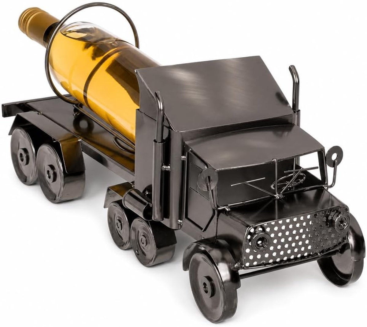 SnelShoppen - MIJOMA Metaal Flessenhouder Truck - Wijnfleshouder in Truckvorm - Souvenir voor Vrachtwagenchauffeurs - Keuken Decoratie 43 x 19 cm