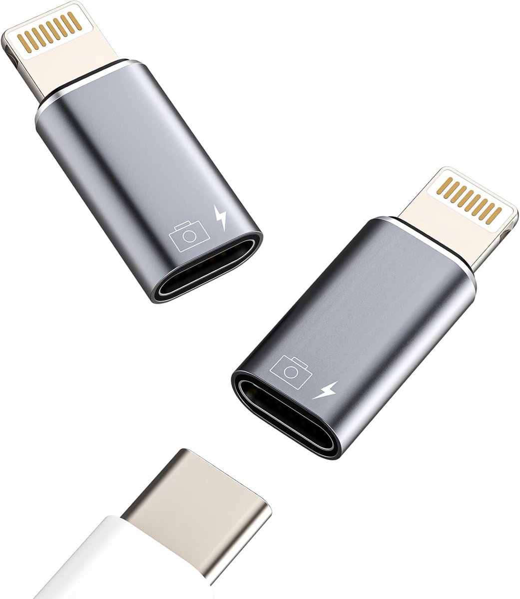SnelShoppen - OTG Audio Adapter voor Hoofdtelefoons (2 Pack) Lightning Mannetje naar USB-C Vrouwelijk voor Apple iPhone 14 Pro, iPad, Type C Gegevens