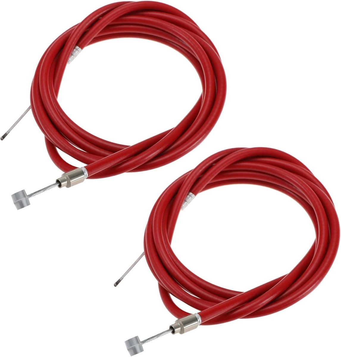 SnelShoppen - 2 Stuks Remkabel Vervanging voor Elektrische Scooter, Mountainbike en Vouwfiets - 2m Roestbestendig Staal met Rubber Bescherming, Rood