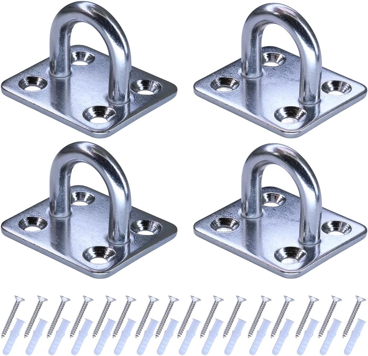 Stainless Steel Ceiling Hook with Eye Plate Rubber Stops and Screws for Yoga Punching Bag Swing Hammock Training Belt - ShopVlot