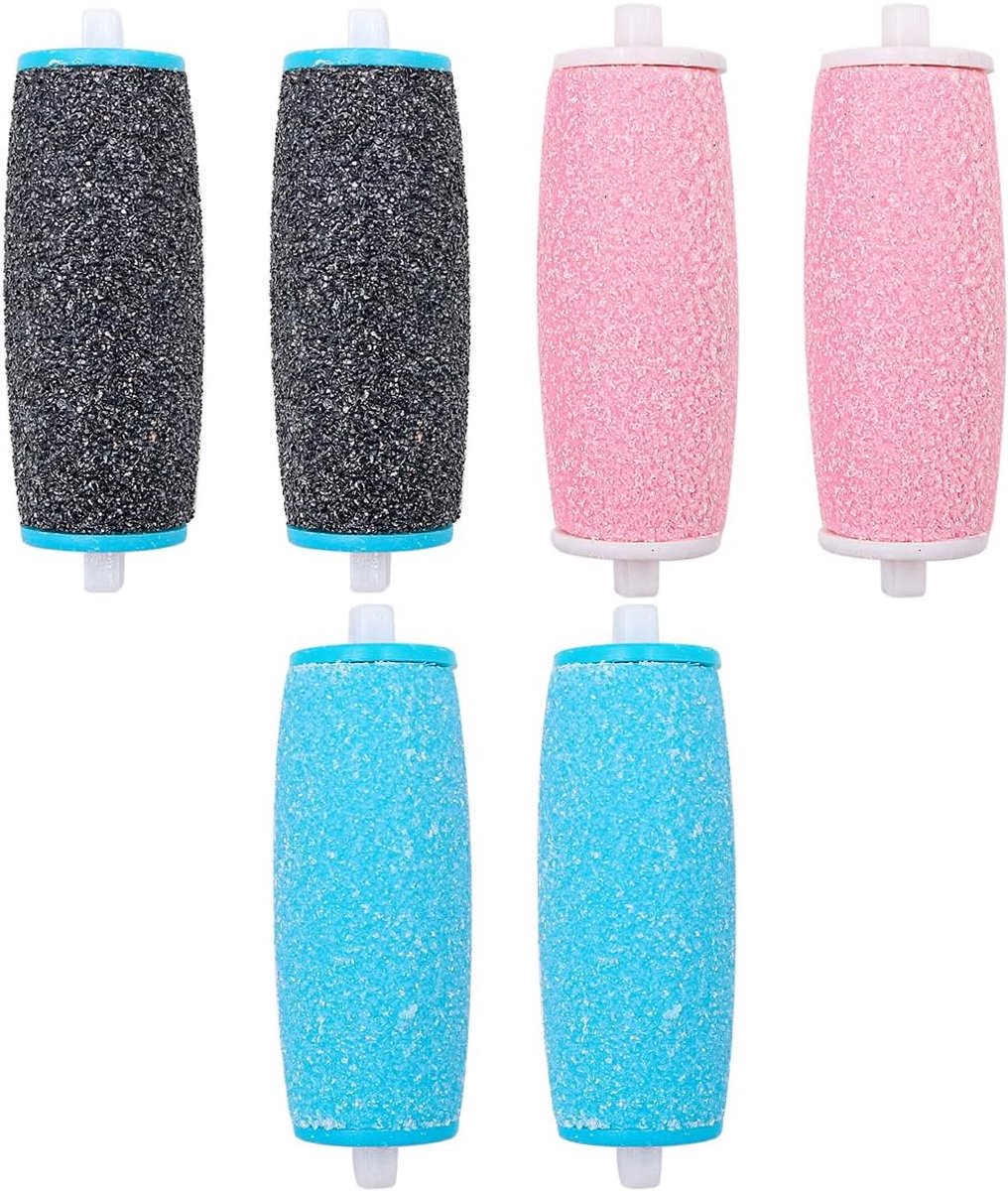 SnelShoppen - 6 Stuks Vervangende Rollers Voor Voetvijl - Extra Grof Harde Huid Verwijderaar - Microdiamant Kristal - Geschikt Voor Zachte Voeten