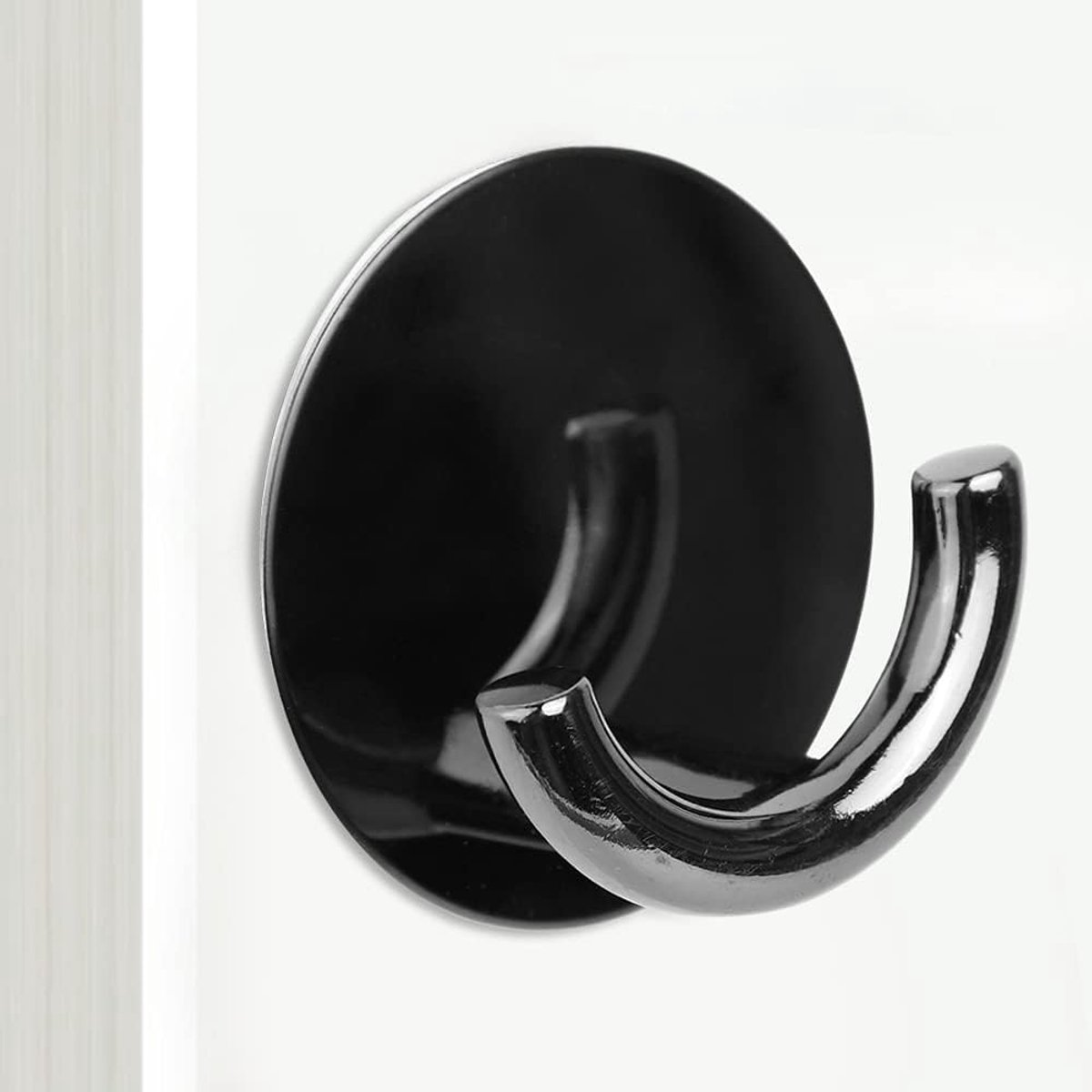 SnelShoppen - Zelfklevende Haakjes, Zware Wandhaak, RVS en Zinklegering, Handdoekhaak voor Deur, Wand, Keuken, Badkamer (Zwart)