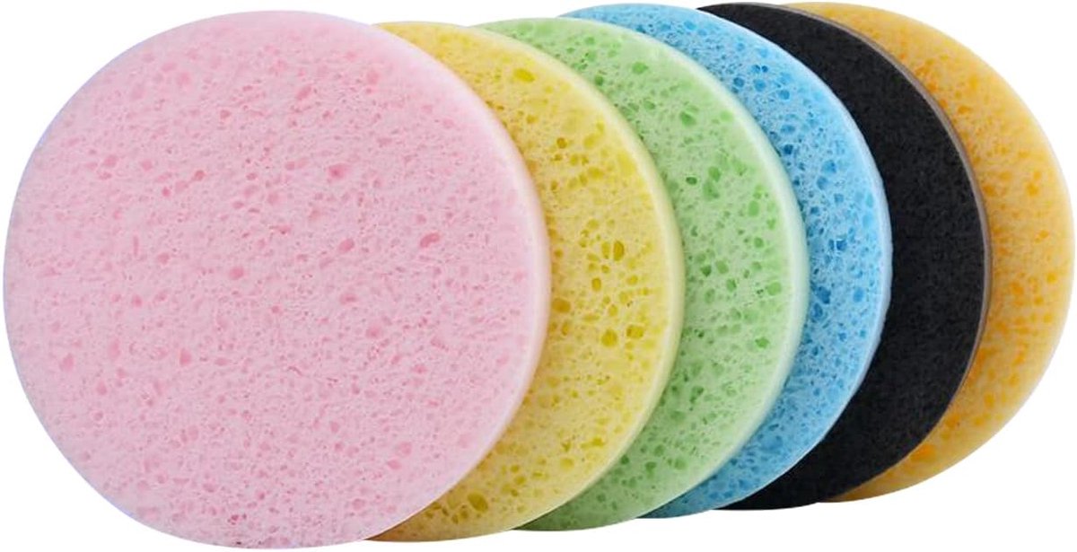 SnelShoppen - 50Pcs Gecomprimeerde Gezichtssponzen Natuurlijke Cellulose Herbruikbare Cosmetische Makeup Verwijder Sponzen Gezichtsreiniging (Gemengde