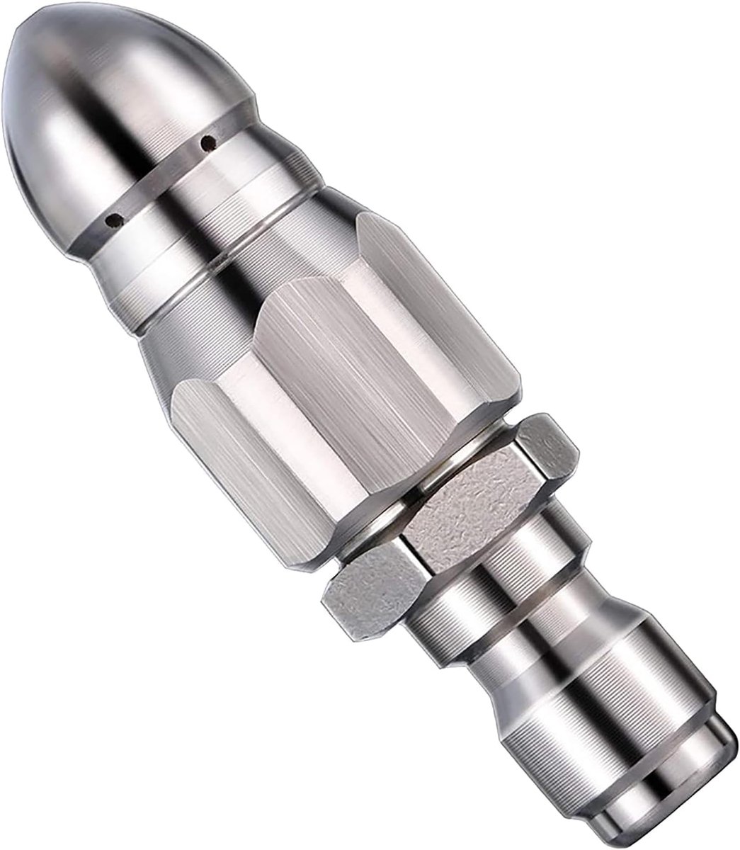 SnelShoppen - RVS Afvoer Jet Nozzle Verstuiver voor Hogedrukreiniger met 1/4 Inch Snelle Aansluiting - Ideaal voor Ontstoppen van Afvoerbuizen - Hoogd