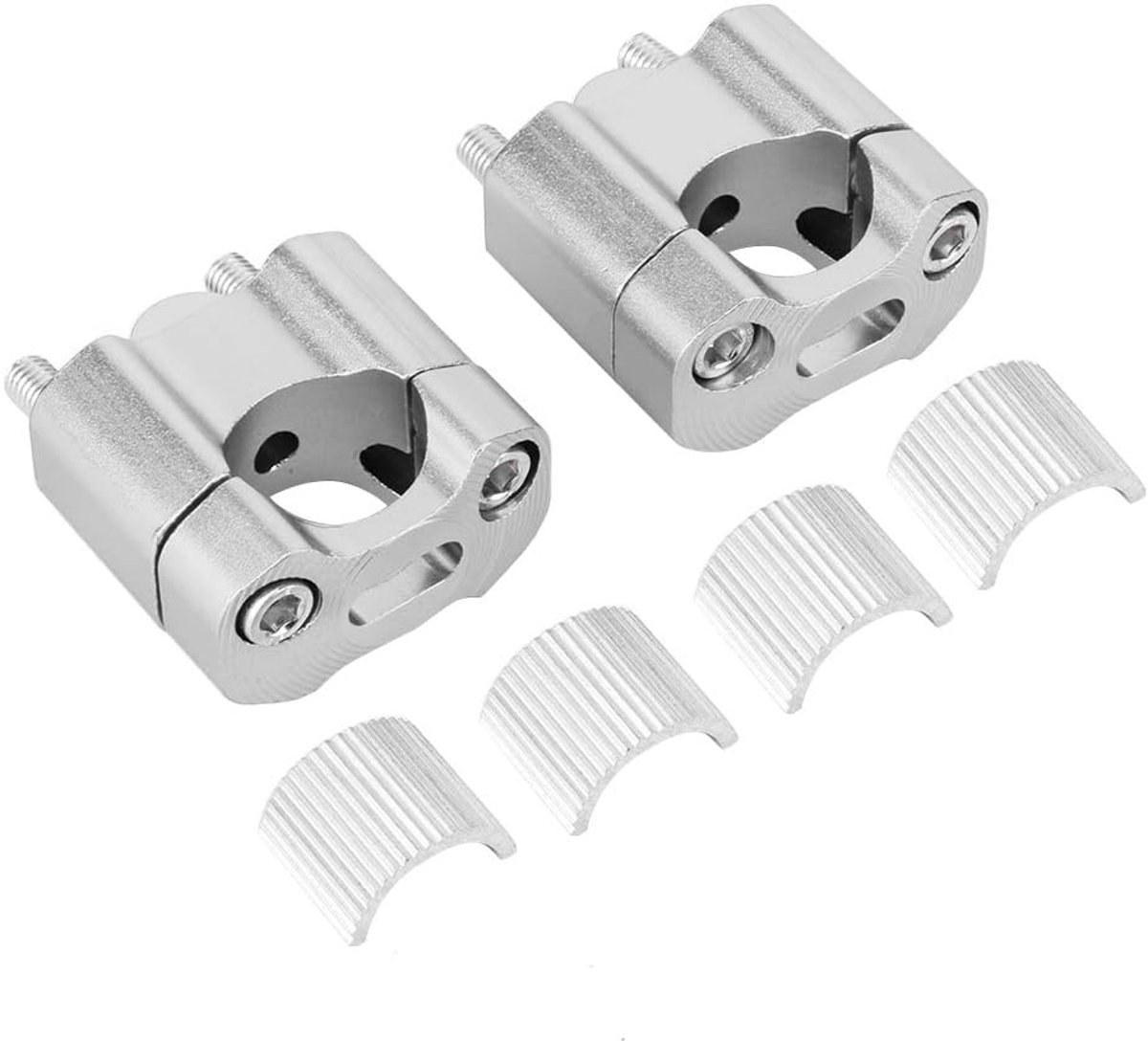 SnelShoppen - Handlebar Mount Klemmen Set 22mm 28mm 1.8 Inch - 7/8 Inch Motor Riser Adapter CNC Aluminium Legering - Zwart (ZILVER)