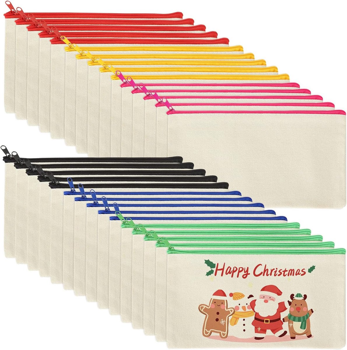 SnelShoppen - 30 Stuks Canvas Make-uptassen, Kleurrijke Etui's van 21 x 12 CM voor Make-up, School, Feest, Reizen en Organisatie