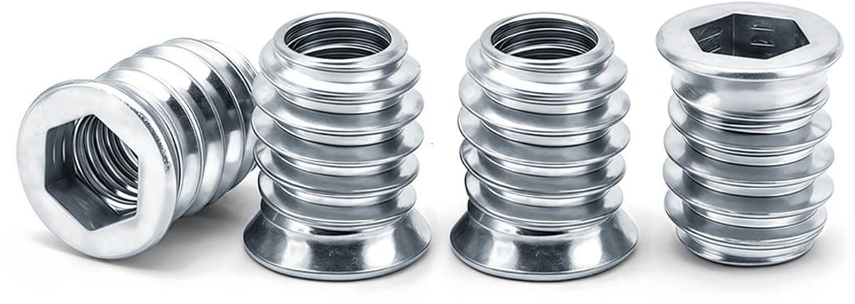 SnelShoppen - Drenky M4 Houten Draadinvoegen, Schroefmoeren M4 x 10mm Schroefhuls, Gegalvaniseerde Zeskantmoer Voor Houten Meubels, 40 Stuks, Zilver