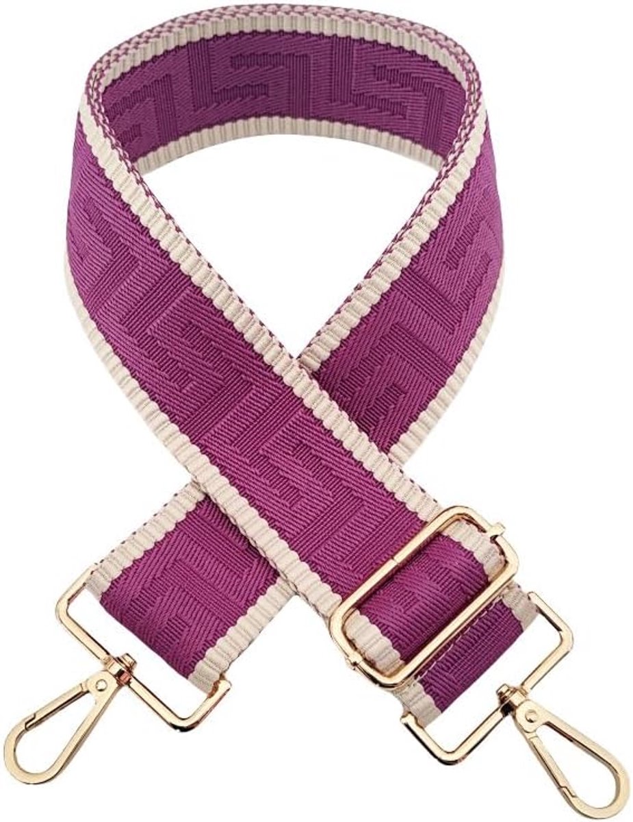 SnelShoppen - Verstelbare Tasriem 72-130 cm, Schouderriem voor Tassen, 5 cm Breed, Boho Stijl, Draagriem voor Handtas, Tote Bag, Schoudertassen, Paars