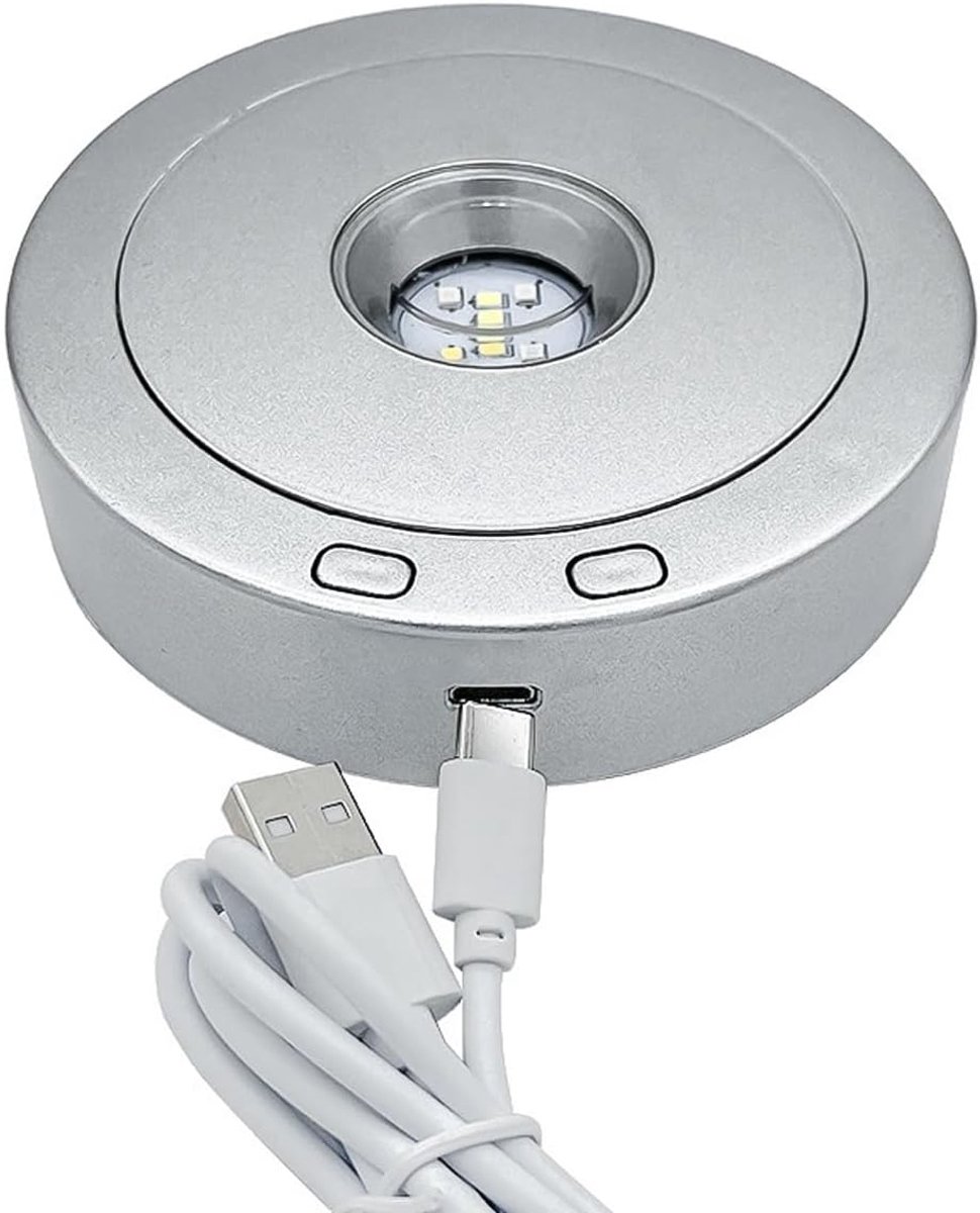 SnelShoppen - Rotatable Ronde Lampenvoet met 4 Draaiende Lichtmodi, 8 Verlichtingsstanden, Multikleurige Basis voor Kristallen Glas en Hars Kunstwerke