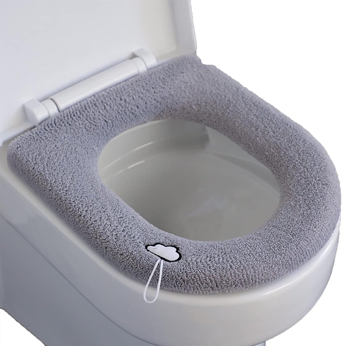 SnelShoppen - Zacht Toiletzitkussen Gewatteerd met Handvat - Past op Ovale Toiletzittingen - Donkergrijs - Eenvoudige Installatie - Ideaal voor Thuis