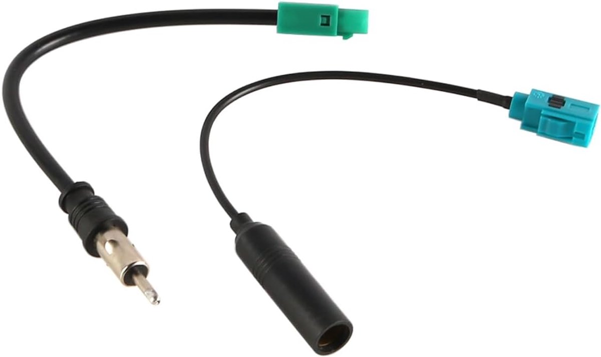 SnelShoppen - 2-Pack Auto Radio Antenne Kabel DAB FM Radio Adapter Kabel (Mannelijk/Vrouwelijk) - Duurzaam, Hoogwaardig Messing, RG174 Coaxiaal, Eenvo