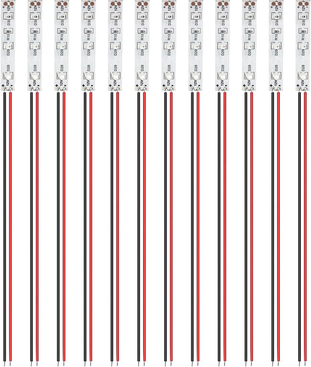 SnelShoppen - Pack van 12 50 mm LED Strips met 2335 SMD LED, 12-18 V, Fel Rood, Voor Modelbouw en Creatieve Projecten, Eenvoudige Installatie, Perfect