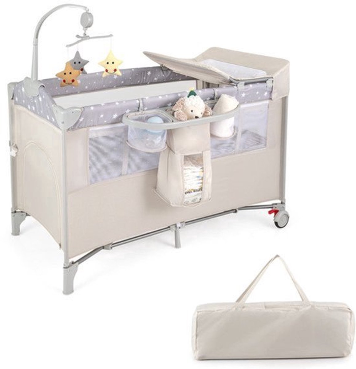 Speelparkje – Babynest – Babybedje – Reisbedje – Speelcentrum – 5-in-1 Multifunctioneel – Opvouwbaar Met Comfortabel Matras