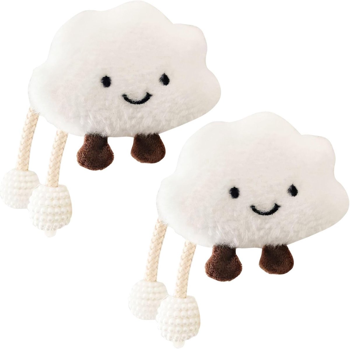 SnelShoppen - Pack van 2 wolk gordijnbanden, schattige cartoon gordijnaccessoires, kinderkamer decoratie, witte gordijnen met 3D wolken, 50 cm lang