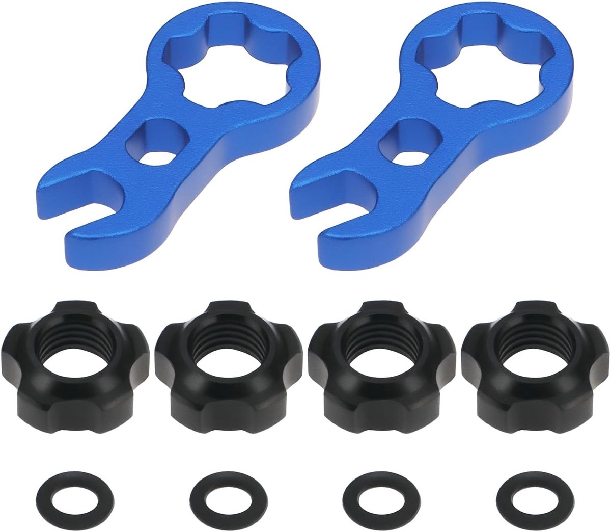 Fietsventielen - Band accessoires - Aluminiumlegering - Fiets - Vacuüm - Mountainbike - Wiel - Geschikt voor alle fietsen - Zwart 2 sets van Fiets Ventielen en Band Accessoires met Sleutel en Afdichting Ring.