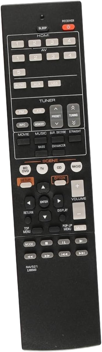 SnelShoppen - Vervangende Afstandsbediening voor Audio Video Ontvanger, Compatibel met Diverse Modellen, Eenvoudig in Gebruik, Geen Instellingen Nodig