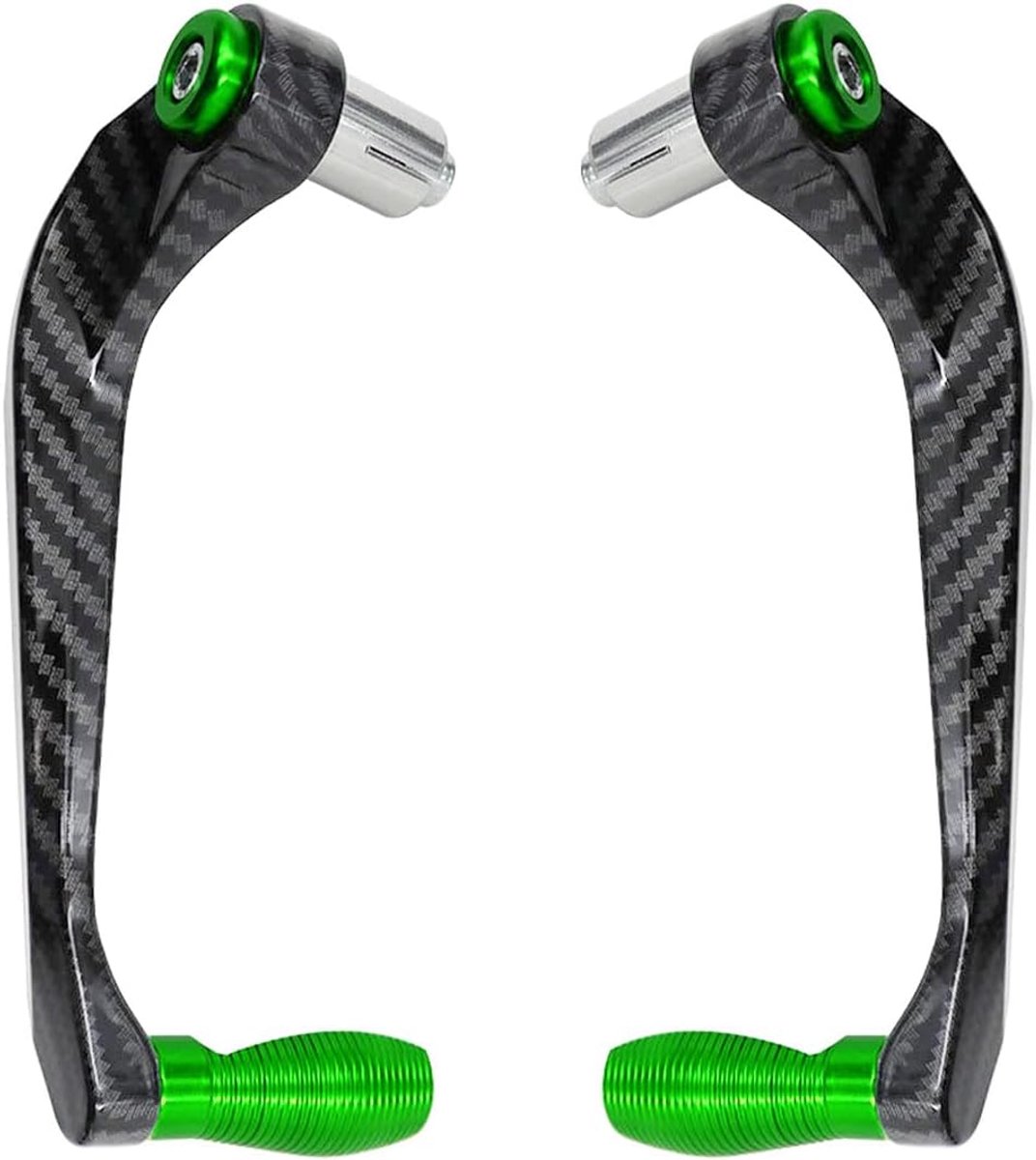 SnelShoppen - Motorfiets Handbeschermers 22mm Remhevel Koppeling Hevel Hand Guards voor Motorfiets, Groen, CNC Aluminium Legering en Koolstofvezel, Ve