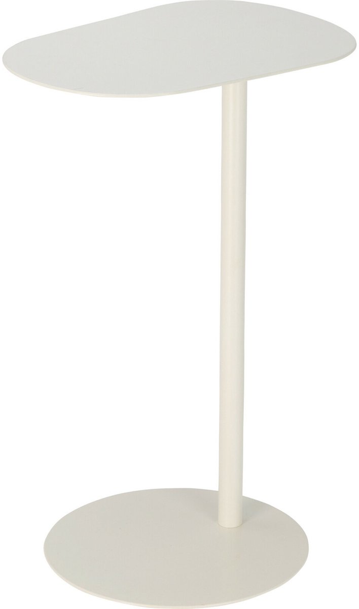 Home & Styling Bijzettafeltje Bolzano - wit - D35 x B25 x H53 cm - metaal - plantenpot verhoger - koffie en lampjes tafel