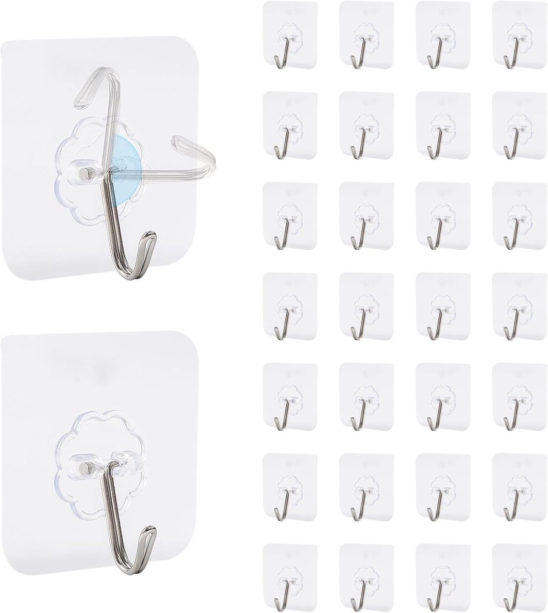 Zelfklevende haken 6 x 6 cm - transparant - waterproof en duurzaam - ideaal voor badkamer en keuken - ShopVlot