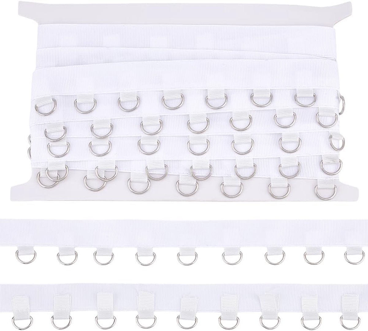 SnelShoppen - 3.6m Witte Grommet Trim met D-Ringen, 30mm Oogringen, Grommet Tape, Decoratieve Lint voor Kleding, Corset, Shirt, Jurk en Rok