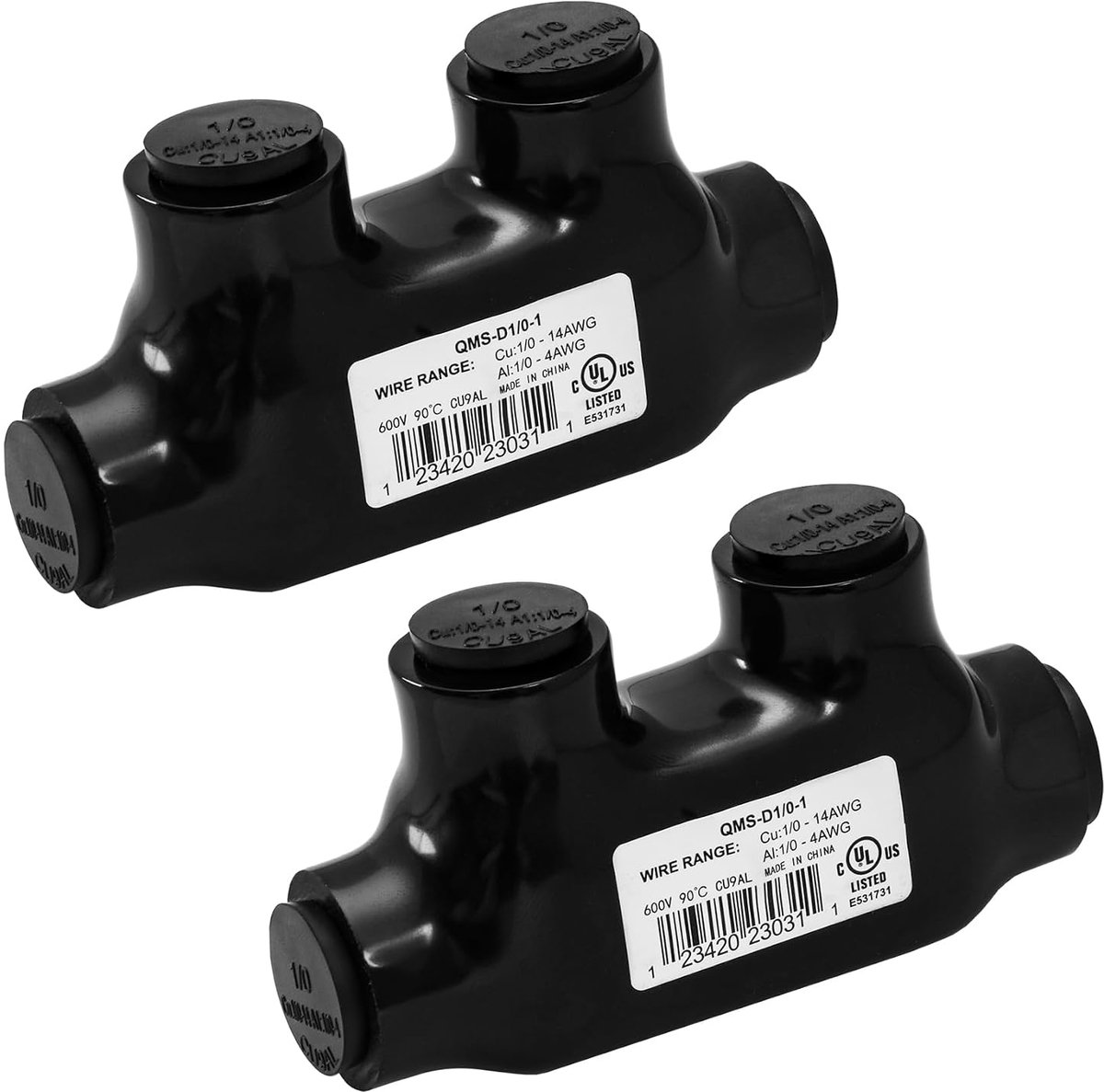 SnelShoppen - 2 Stuks Geïsoleerde Multi-Tap Aansluitingen, 1/0-14 AWG, Dubbelzijdige Kabel Splitter, Elektrische Kabel Klem Verbinder, Tot 600V, Voor