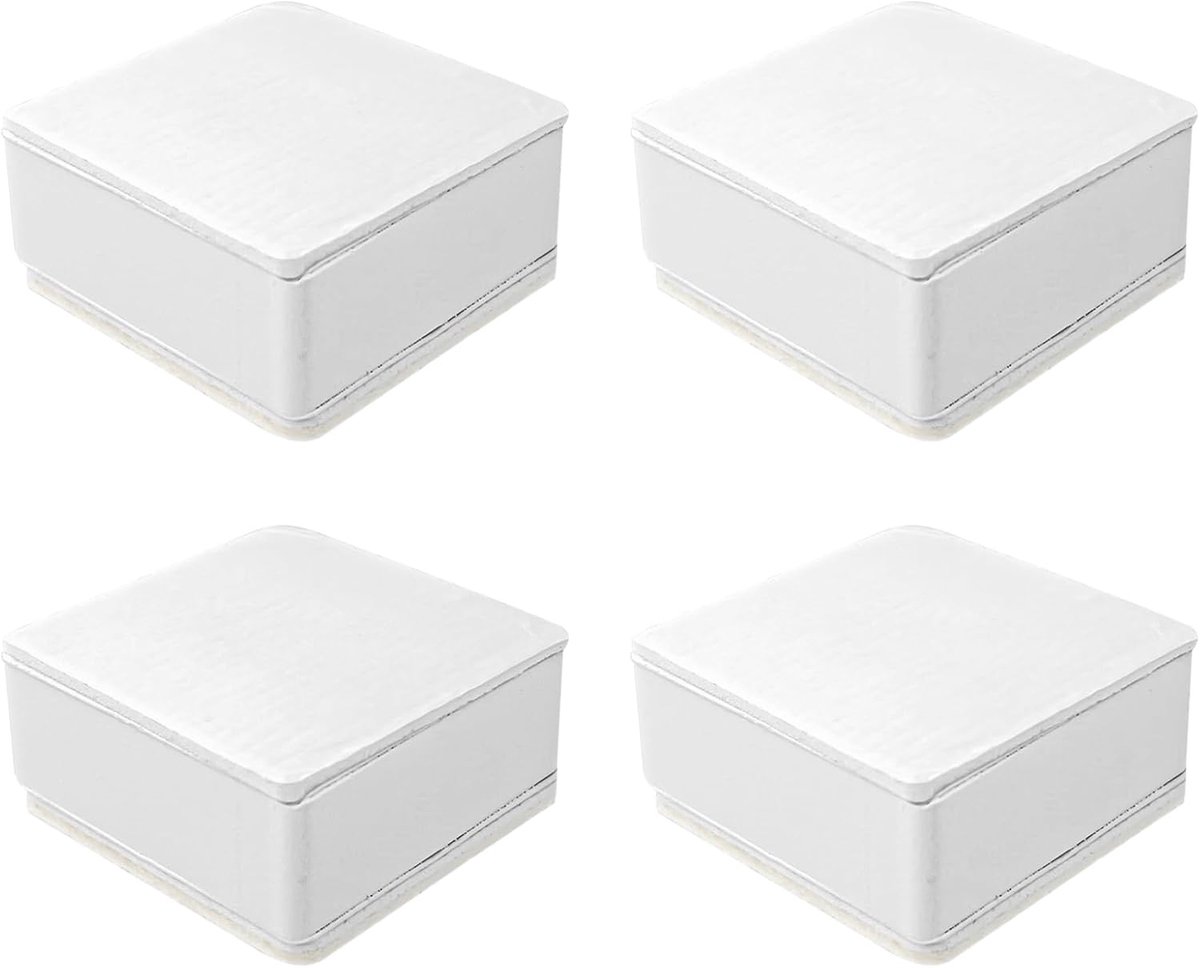 SnelShoppen - 4 Stuks Meubelverhogers Carbon Staal 6cm Diameter Bedverhoger Zelfklevend 3cm voor Bank, Kast, Wit, Vierkant
