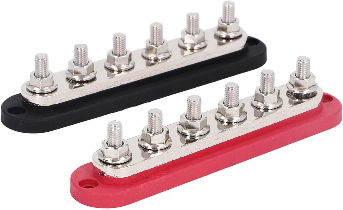 SnelShoppen - 2Pcs M8 300A 12-48V Power Verdeelblok, Accu Terminal Busbar, Terminalblok voor Auto, Marine, Boot, 12V-48V met Deksel