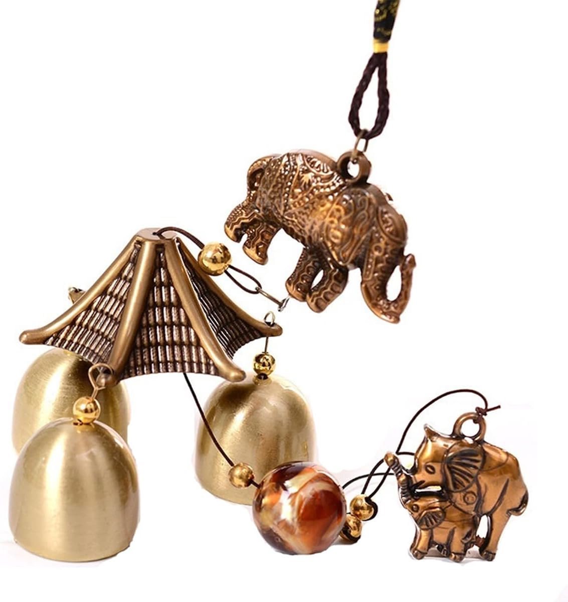 SnelShoppen - Vintage Metalen Windgong Olifant Feng Shui Geluksbel Hangdecoratie voor Thuis en Tuin - Rustgevende Geluiden voor Positieve Energie