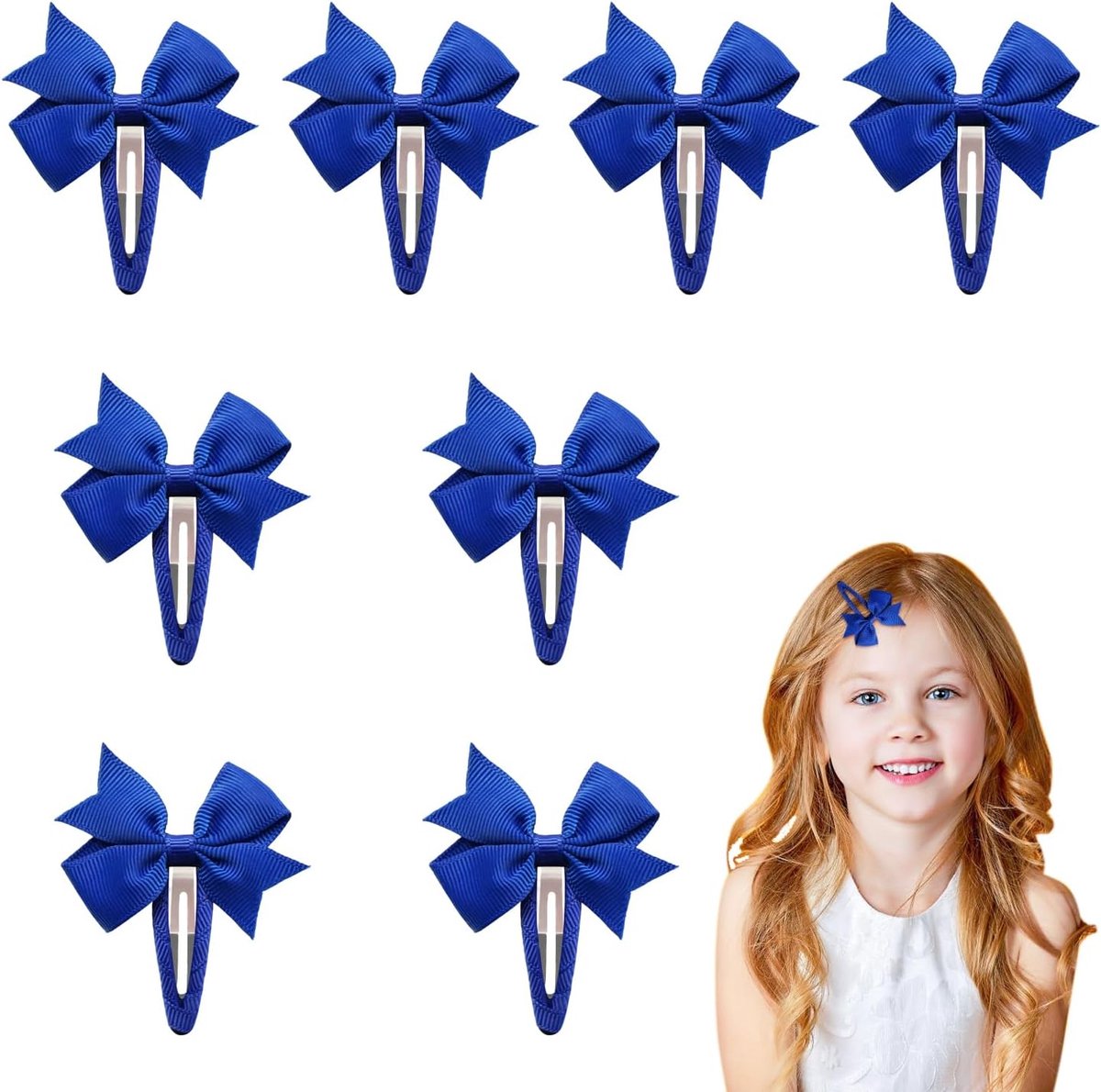 SnelShoppen - 8 Stuks Kinderen Haarspelden, Schattige Strik Haarclips, Mode Haarpinnen, Luxe Satijnen Haaraccessoires voor Meisjes, Niet-Slip Pony Gri