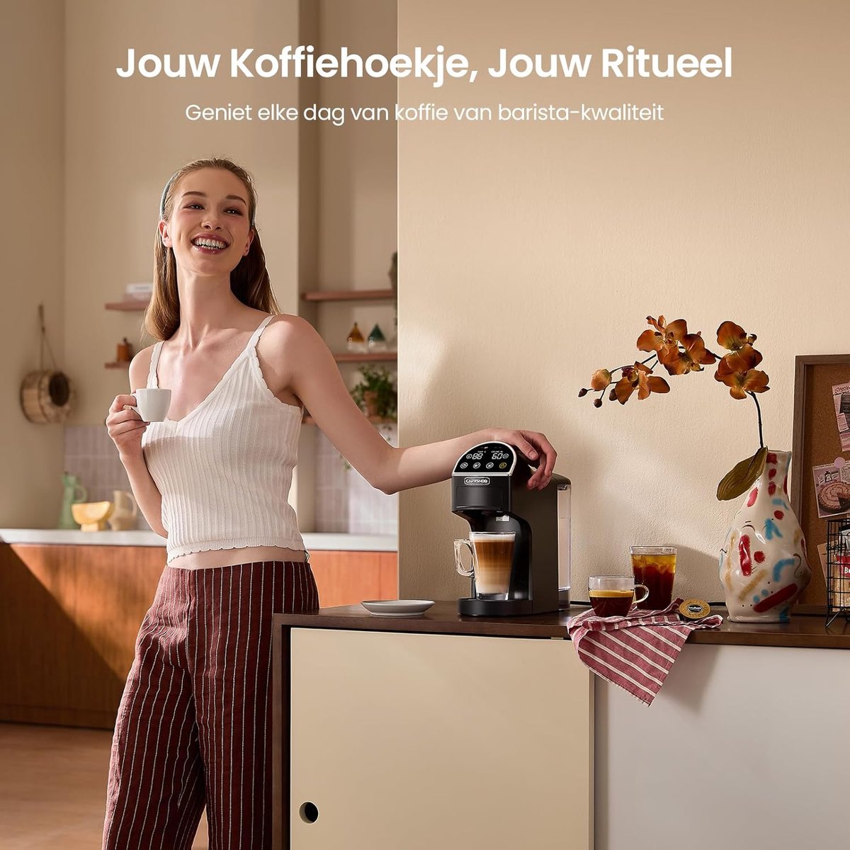 5-in-1 Koffiemachine voor Nespresso Original, Dolce Gusto, Lavazza A Modo Mio, ESE 44mm Pads & Gemalen Koffie, LED Touchscreen, Auto-Aanpassing, 20 Bar, Compact voor Thuis en Kantoor thumbnail 6