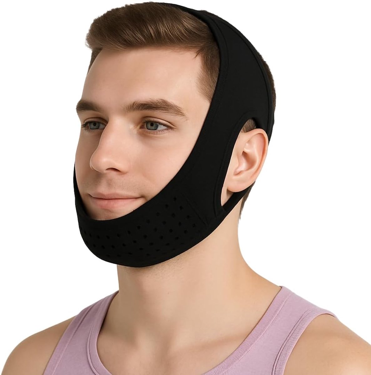 Face Lift Dubbele Kin Band - Herbruikbaar V-vormig Masker - Zwart - Optimaal Comfort - ShopVlot