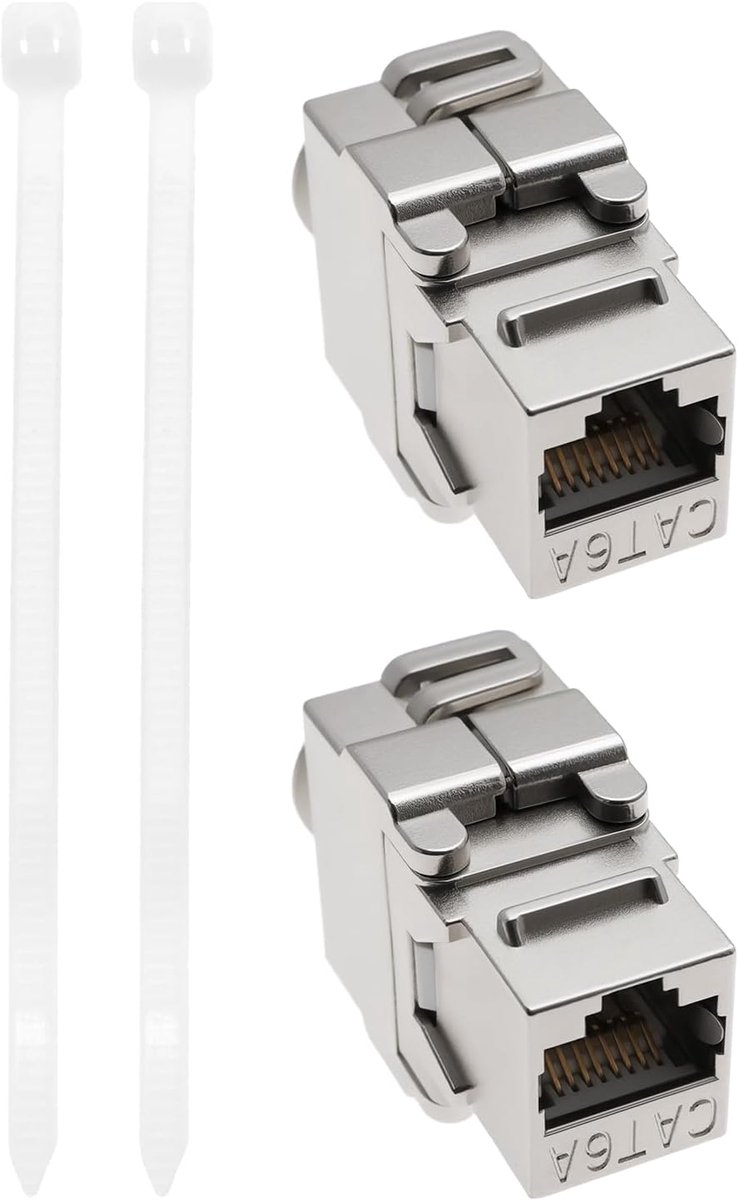 SnelShoppen - 2 Stuks RJ45 Cat.6a Afgeschermde Netwerkmodule Jack Module 10GBit/s 500Mhz Installatiekabel Connector Ethernet Connector