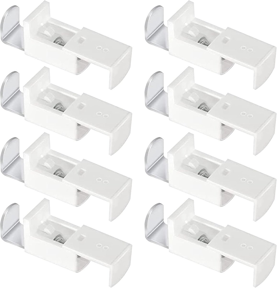 Pack of 8 clamp supports, pleated fastening, no drilling spare parts, metal pleated, white, clamp supports for double - ShopVlot